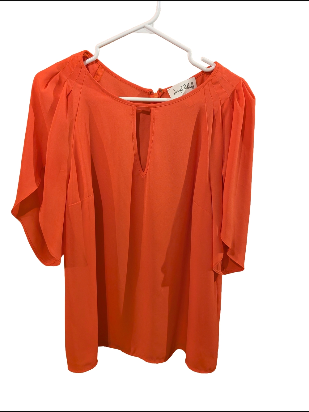 Peach Pleated Keyhole Blouse Joseph Ribkoff